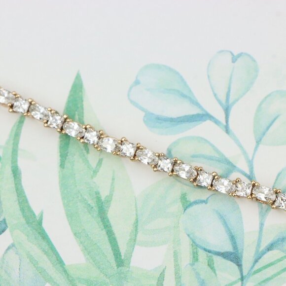 "Rose Gold Classic CZ Tennis Bracelet with Oval & Square Stones, , XPBL0748 - Picture 1 of 12